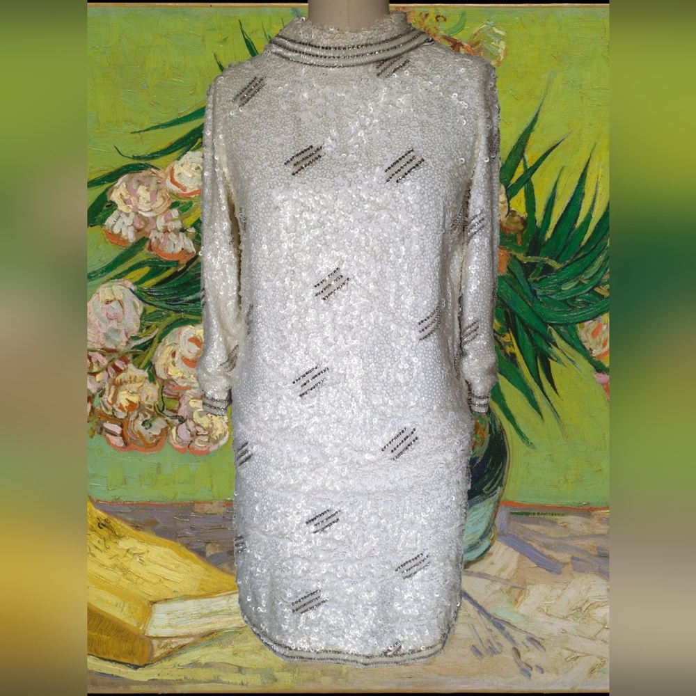 Vintage sequin rhinestone mini dress 2 4 small